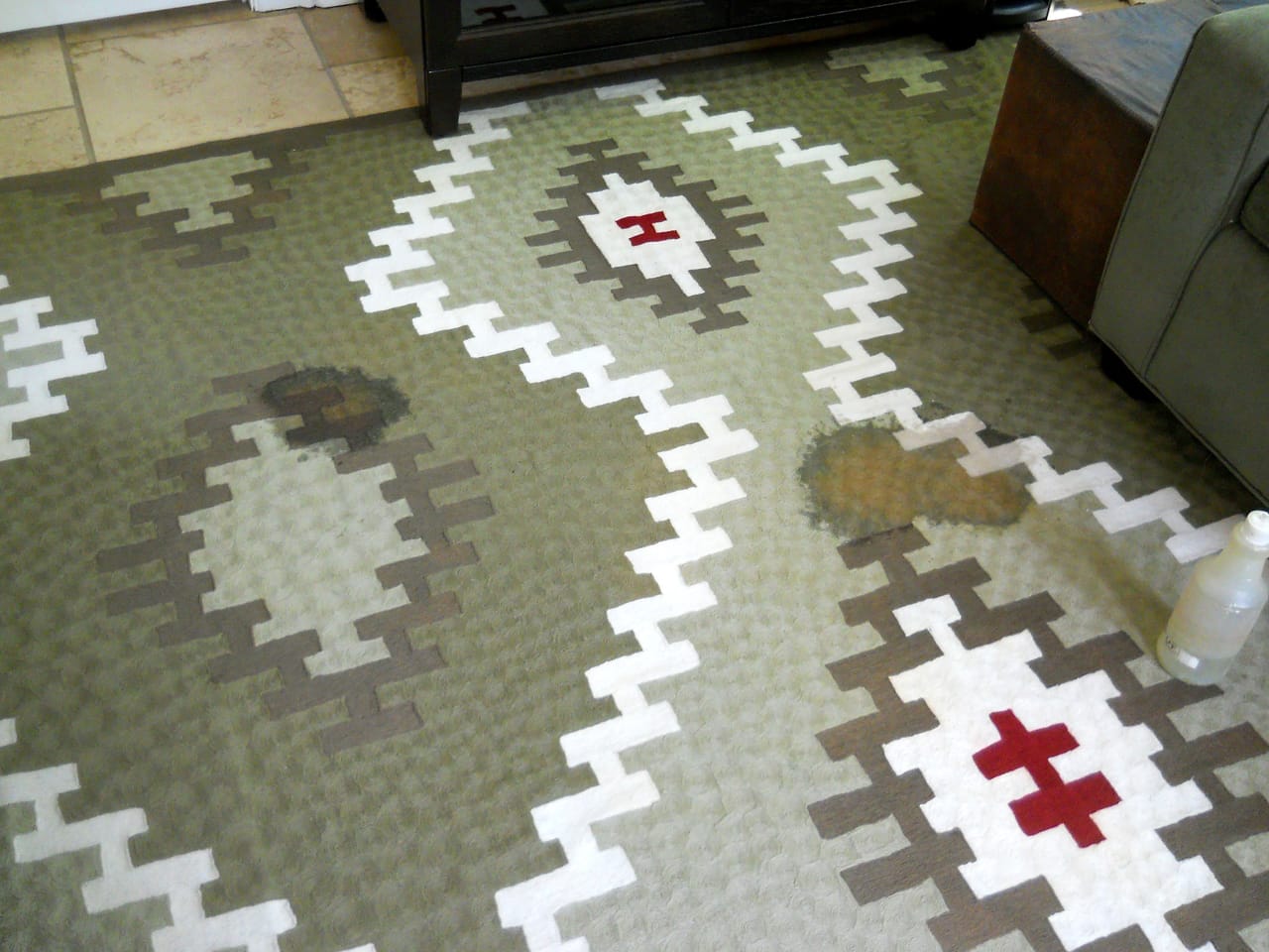 Area rug spot before cleaning