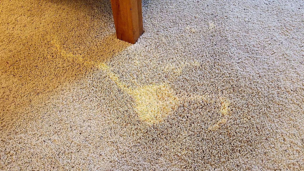 Bleach on beige before cleaning